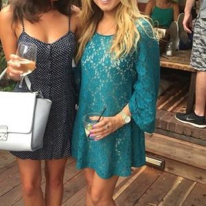 Blue / teal floral laced patterned sun dress